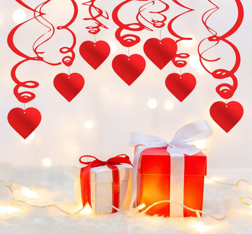 36PCS Heart Decorations, Hanging Swirls, Valentines Day Party Supplies, Ceiling Decor