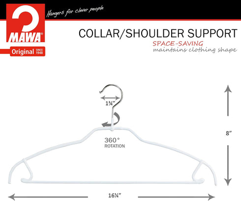 Mawa by Reston Lloyd Silhouette Ultra-Thin Series Non-Slip Space Saving Shirt Hanger with Pant Bar & Skirt Hooks, Pack
