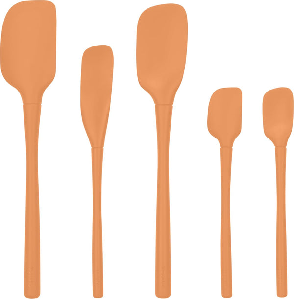 Tovolo 5-Piece Spatula Silicone Utensil Set, Apricot, Includes Spatula, Spoonula, Jar Scraper, Mini Utensils