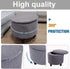 Andreannie Stretch Dark Grey Jacquard Fabric Ottoman Slipcover Floding Storage Foot Stool Covers Soft Round Slipcover