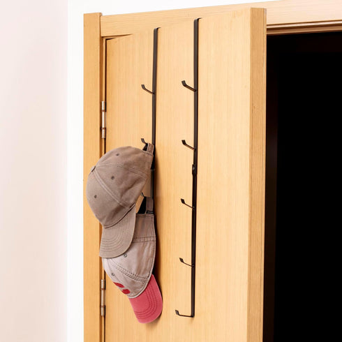 MyGift Black Metal Over The Door Hooks, Heavy Duty Hanger for Hats, Coats, Scarves, Set of 2