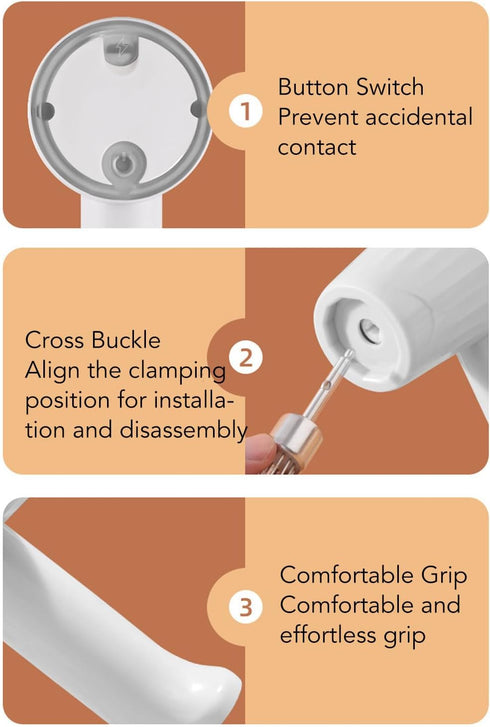3 Speed Electric Hand Mixer, Portable Whisk Milk Foam Maker, Handheld Electric Mixer with Chopper for Home