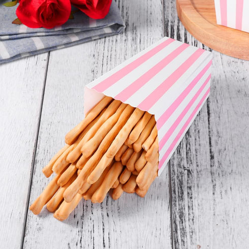 24pcs Mini Paper Popcorn Boxes - Candy Container for Party Favor Supplies, Pink-Striped Design