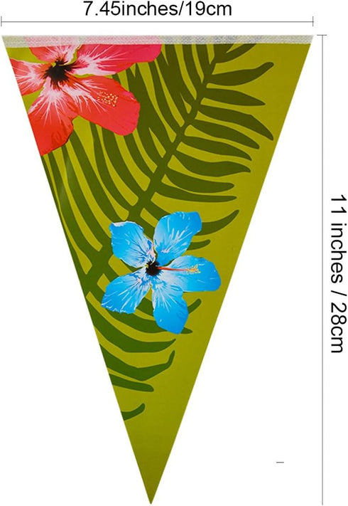 FEPITO 2 Pack Hawaiian Bunting Banners, 6 Meters Luau Tropical Decorations for Summer Tiki Beach Party