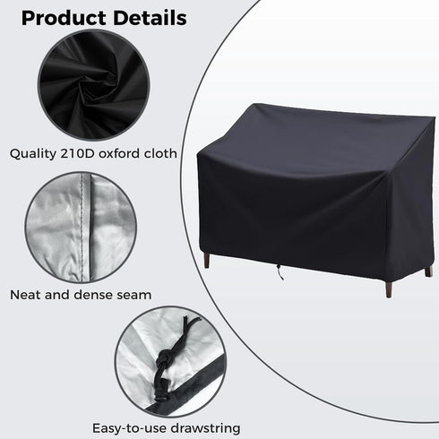 NIMBLOOM 2 53 26 35 Outdoor Bench Cover, Seater Patio Bench Cover, Waterproof Heavy Duty Furniture Cover with Air