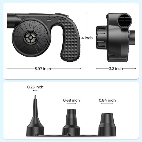 Dr.meter Portable Electric Air Mattress Pump - Rechargeable 4000mAh Battery Quick-Fill Inflator for Camping