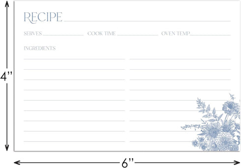 Blue Vintage Floral Recipe Cards - Set of 48 by InvitationHouse