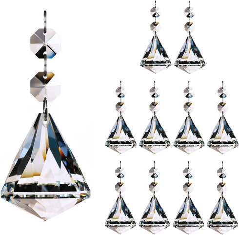 10pcs Crystal Ball Prisms Chandelier Parts Pendant, Hanging Glass Crystals Suncatcher for