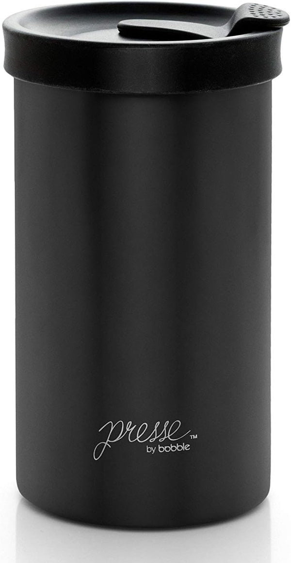 PRESSE by Bobble 13 oz French Coffee Press & Insulated Stainless Steel Travel Tumbler for On-The-Go Brewing (Black)