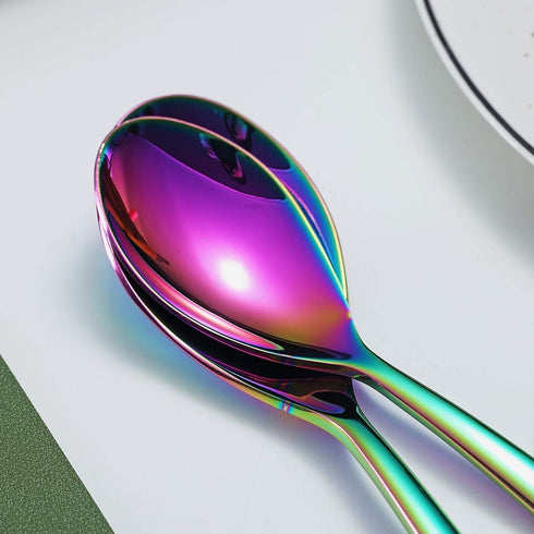 Rainbow Teaspoons, 6 Piece Spoons Silverware, Stainless Steel Small Spoons, Tea Spoons for Home, Kitchen, Restaurant,