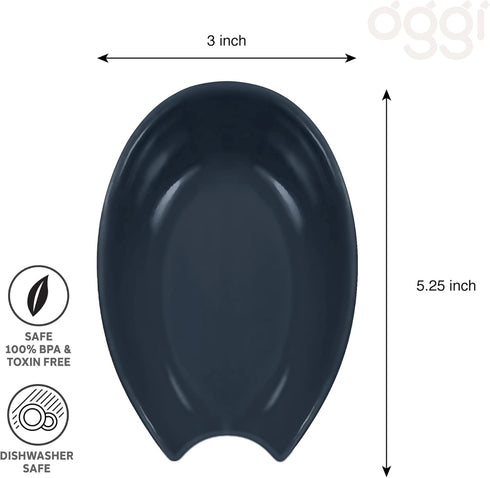 OGGI Spooner Ceramic Spoon Rest, Spoon Holder for Countertop, Kitchen Decor, Coffee Bar Accessories, Midnight Blue