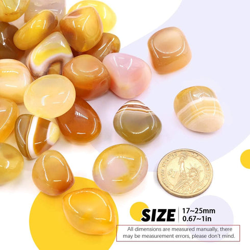 Hilitchi Yellow Agate Stone Tumbled Stones for Plants Cacti & Succulents Bedding, Vase Filler, Landscape Bottom Decoration (about 1lb(455g)/Bag)