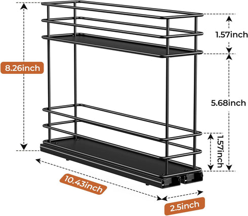 Mystozer 2.5" Wx10.43 Dx8.26 1 2 Pull Out Spice Rack Organizer for Cabinet, Slide Out Spice Racks, Easy to Install