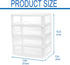 BYCY Plastic Stackable Storage 4 Drawers, White Makeup Organizer with Wide Clear Drawers, Tabletop Drawer Organizer for