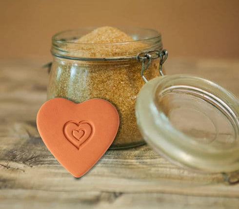GABROC 4 Heart Brown Sugar Keeper Terracotta Sugar Saver Softener Disk Terra Cotta Keeper Disc
