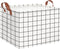 CLOCOR Rectangular Storage Basket, Collapsible Waterproof Coating Storage Bin with Handles, Cute Pattern (white checks)