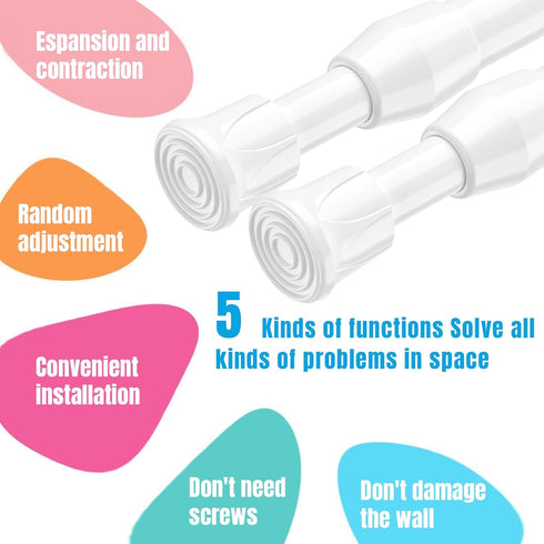 AIZESI Spring Tension Curtain Rods, Short Tension Rod (White, 27" to 37", 4 Pcs)