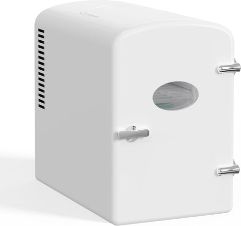 Simple Deluxe 6L Portable Mini Fridge with Observation Window, Warmer and Cooler, 9 Can Capacity, White