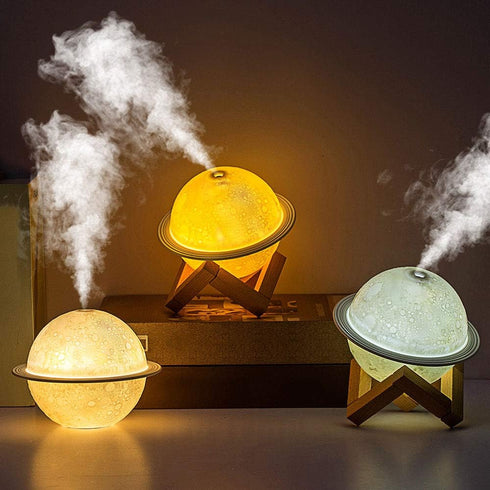 Moon Lamp Humidifier, 2 in 1 Night Light & Humidifier with USB Recharge, 3 Colors 3D LED Moon Light with Stand,