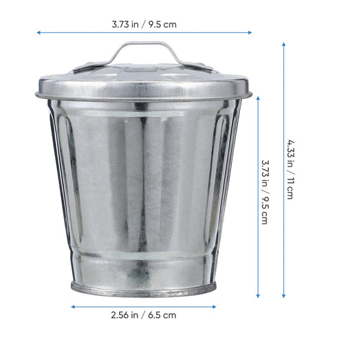 Mini Desktop Trash Can with Lid, Tiny Metal Garbage Can for Home Office Countertop
