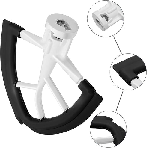Flex Edge Beater for KitchenAid Mixer Attachment Compatible with Tilt-Head Stand Mixer Bowls 4.5-5 Quart, Black