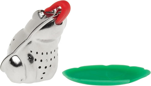HIC Tea Infuser with Drip Tray, Frog and Lily Pad, 18/8 Stainless Steel, BPA-Free Plastic