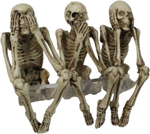 Ebros Gift Whimsical Gothic Skeletons Shelf Sitter Figurines, See No Evil Hear No Evil Speak No Evil