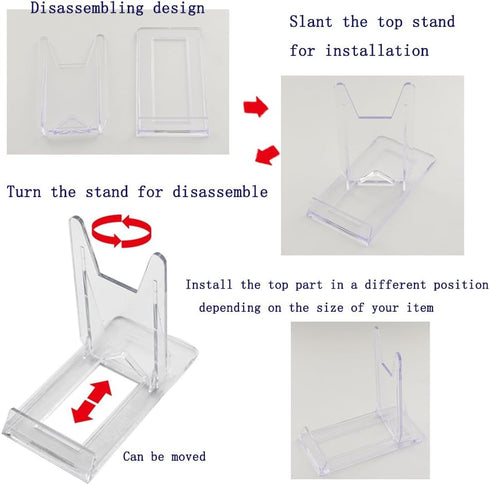Artliving Two Part Adjustable Clear Acrylic Plastic Display Stand Easel (set of 6)