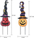 YEAHOME Halloween Decorations Outdoor - 2 Pack Metal Pumpkin Garden Stakes with Witch Hats
