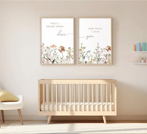 Olctedo 12x16x2 Inch Girl Nursery Floral Wall Art Decor Boho Wildflower Canvas Wall Decor Baby Girl Room Flower Poster