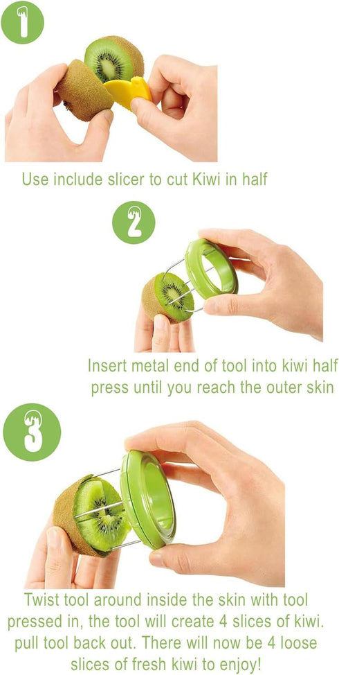 Kiwi Slicer Peeler Pitter Scooper, Mango and Kimi Corer, Fast Peel Any Fruit or Soft Vegetable with Ease, Green