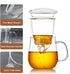 17.6oz/520ml DOPUDO Glass Tea Cup with Infuser and Lid, Large Borosilicate Teacup,Tea Glass, Clear Mug for Loose Leaf