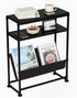 Narrow End Table for Small Spaces - Slim Side Table with Magazine