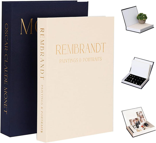 Vomktvcsr Decorative Books -Set of 2 Linen Covered Boxes Enhance Your Coffee Table,Bookshelf