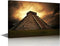 Mayan Chichen Itza Wall Art, Pyramid of Kukulcan El Castillo Sunset Painting, 16" Wx24" H Canvas Print