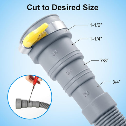 5 Feet Washing Machine Drain Hose, Flexible Washer Drain Hose Extension, Universal Dishwasher Kits with 1 Hose 4 Clamps