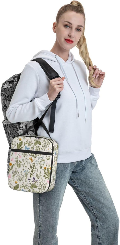 Pretty Wild Floral Insulated Lunch Bag, Reusable Cooler Tote for Girls & Boys, Leakproof Thermal Lunch Box for School