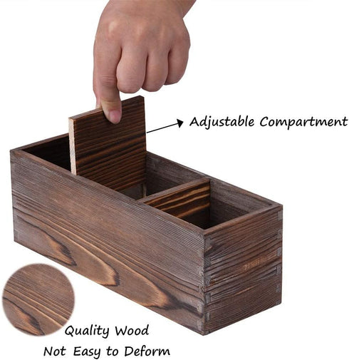 Wooden Silverware Organizer, 3 Spacious Compartments Cooking Spatula Holder, Silverware Storage Kitchen Utensil Flatware Caddy by ALL Music-box