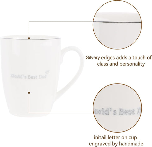 Work,12 oz HOME SMILE Best Dad Ever Mug with Handle-Father's Day Gifts Birthday Present Ideas for New Papa,Engraved Tea