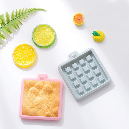 2-Pack Silicone Waffle Mold, Muffin Pans, Waffle Maker Baking Tray, Blue & Pink (Square: 3.3x3.3x0.4 inch)