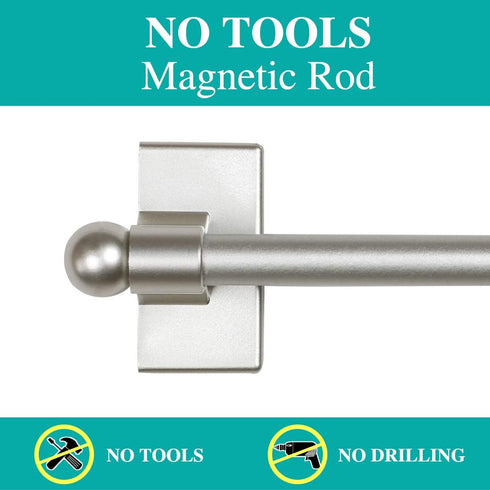 Turquoize 2-Pack Magnetic Curtain Rods, Adjustable 9-16 inch, Multi-Use, Nickel