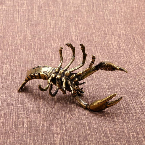 Kisangel Brass Lobster Figurine Feng Shui Statue Wealth Good Luck Sculpture Archaize Artware Chinese Tea Pet Nautical