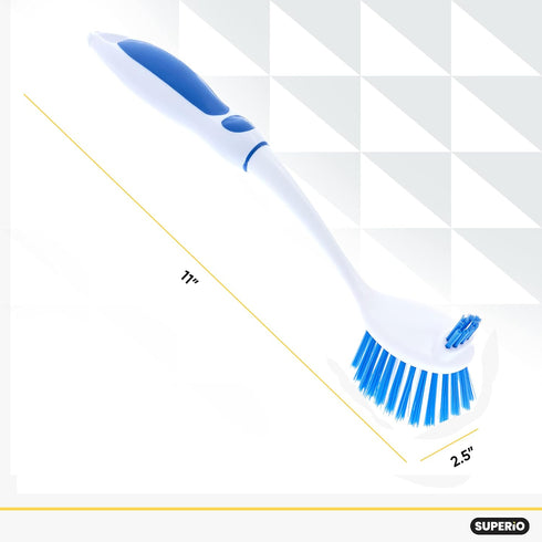 Superio Long Handle Fruit and Vegetable Scrub Brush, Double Sided Non Scratch Kitchen Scrubber, 2 Blue