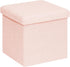 Square Ottoman with Storage, Small Sherpa Storage Ottoman Cube, Boucle Folding Foot