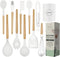 Silicone Kitchen Utensils Set with Holder, 11 Pcs Heat Resistant Wooden Cooking Gadgets for Baking, Home Kitchen