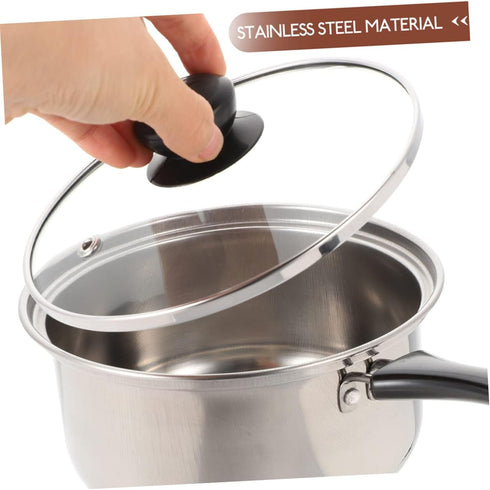 1 Set Stainless Steel Pot Saucepan Soup Pot Cooking Pan Deep Skillet Nonstick with Lid Stainless Steel Stock Pot Milk Stockpot Small Pot Sauce Pan Pans with Lids Deep Pan with Lid by FELTECHELECTR