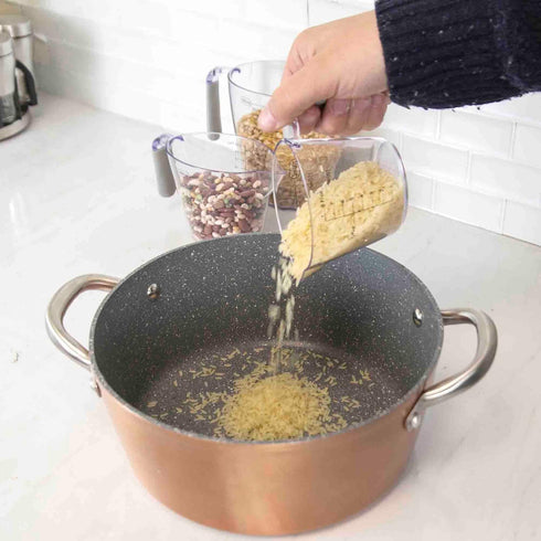 Home Basics 3 Piece Plastic Measuring Cup Set with Rubber Grip Handles, Clear