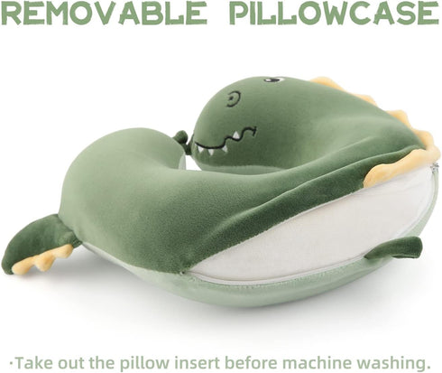 3-8 Niuniu Daddy Crocodile Kids Travel Neck Pillows for Years Old, Soft Memory Foam Neck Support Pillows for Airplane