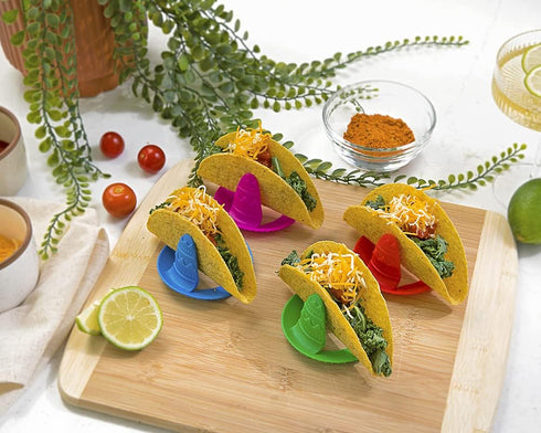 Talisman Designs Sombrero Taco Holders - Set of 4 for Small or Large Tacos, Crunch & Soft