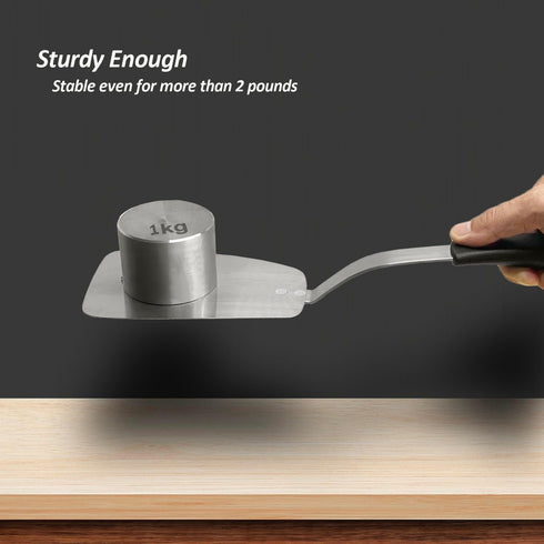 Stainless Steel Flexible Spatula - Solid Turner for Cast Iron Skillet, Thin Blade & Heat Resistant Silicone Handle